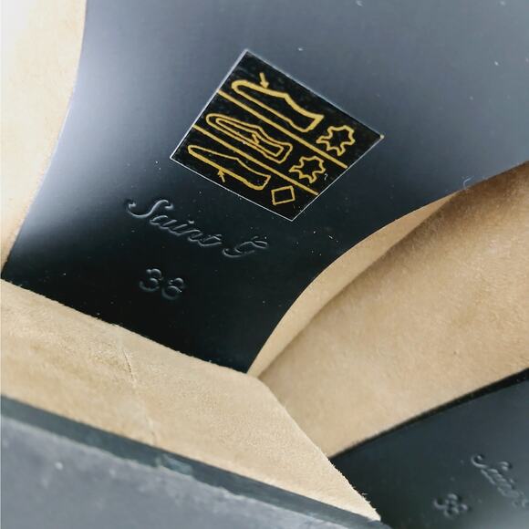 SaintG SZ 38 (US 8) VALENTINA TAUPE SUEDE LEATHER HANDCRAFTED SHOES - Picture 8 of 9